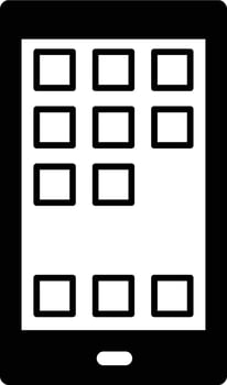 A phone with a black background and white squares vector