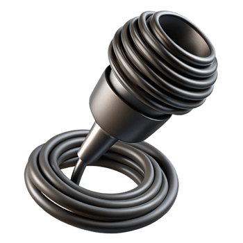 beautiful creative Microphone Cable Coiled Black Isolated Cutout premium png