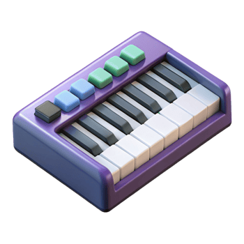 wonderful vintage Midi Keyboard Top View Isolated authentic png