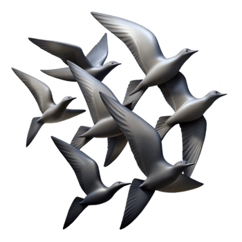 magnificent contemporary Migrating Bird Flock Silhouette Cutout authentic png