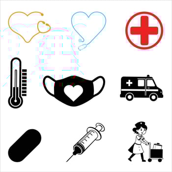 Collection of Detailed Nursing Healthcare Tools Illustration vector