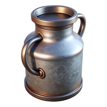 serene rustic Milk Jug with Metal Lid detailed png