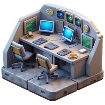 elegant vintage Mission Control Center with Monitoring Screens high quality png