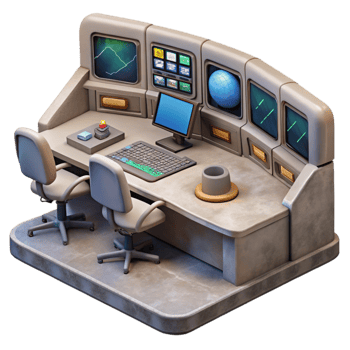 serene traditional Mission Control Center with Monitoring Screens authentic png