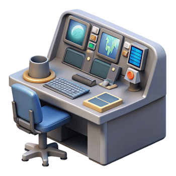 elegant artistic Mission Control Desk Top View Cutout professional png