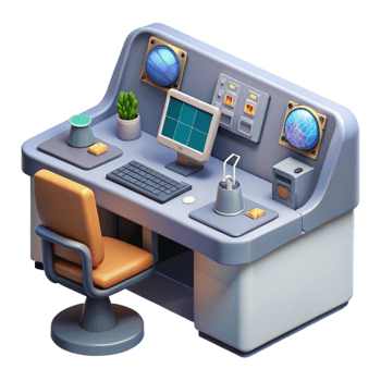 elegant classic Mission Control Desk Top View Cutout authentic png