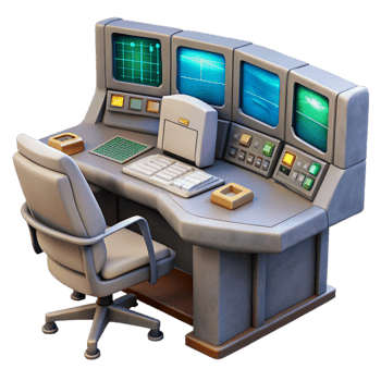 dramatic creative Mission Control Desk with Screens Cutout genuine png