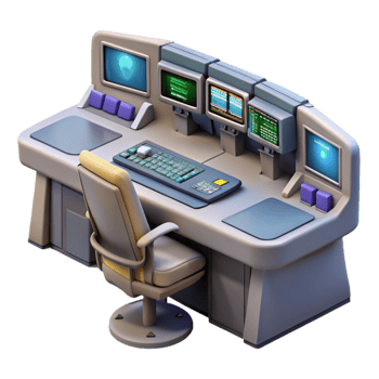 elegant traditional Mission Control Desk with Screens Cutout exclusive png