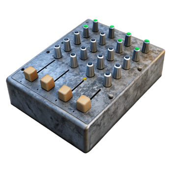 serene contemporary Mixing Console Channel Faders Up Position Cutout Transparent Background high quality png