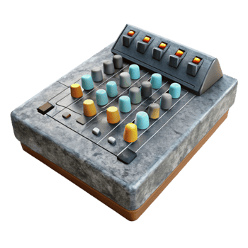stunning classic Mixing Console Channel Faders Up Position Cutout Transparent Background detailed png