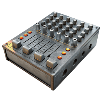 wonderful rustic Mixing Console Faders Down Low Angle Transparent Background high quality png