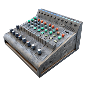 serene rustic Mixing Console Overview Wide Angle Transparent Background detailed png