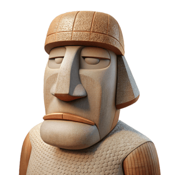 wonderful minimalist Moai Statue Front View Transparent Background high resolution png