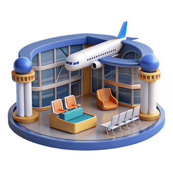 elegant vintage Modern Airport Terminal Interior Day View Cutout authentic png