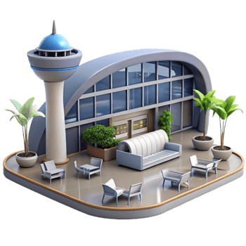 dramatic artistic Modern Airport Terminal Interior Day View Cutout authentic png