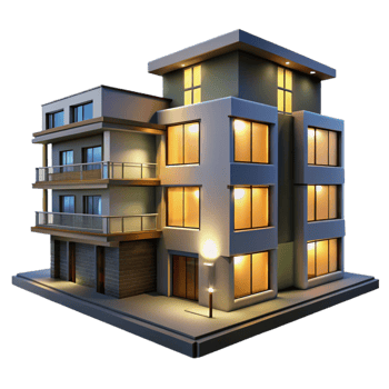 elegant rustic Modern Apartment Building Exterior Cutout Element premium png