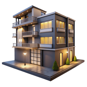 beautiful modern Modern Apartment Building Exterior Cutout Element original png