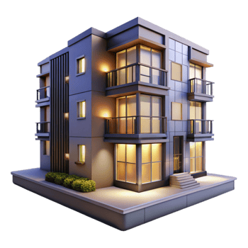 vibrant minimalist Modern Apartment Building Exterior Cutout Element high resolution png