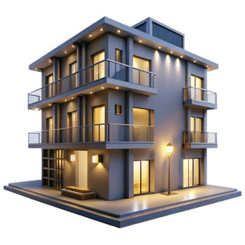 stunning vintage Modern Apartment Building Exterior Cutout Element authentic png