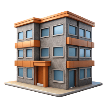 serene modern Modern Apartment Building Front View Isolated png