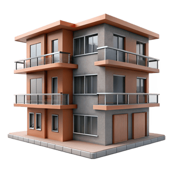 vibrant artistic Modern Apartment Building with Balcony Transparent Background professional png