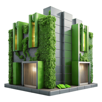 extraordinary vintage Modern Architecture Green Wall Cutout detailed png