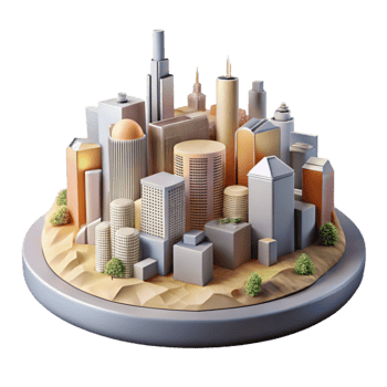 beautiful classic Modern Art Installation Cityscape Background Cutout premium png