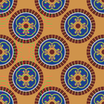Circle Seamless Pattern Geometry Floral Pattern Geometric Folk Flower Print Design. vector