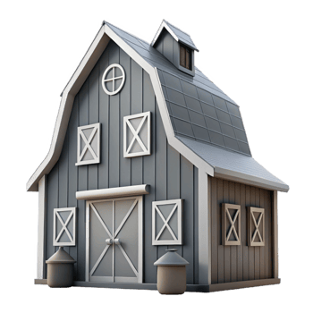 vibrant abstract Modern Barn Exterior Grey and White Cutout Element genuine png