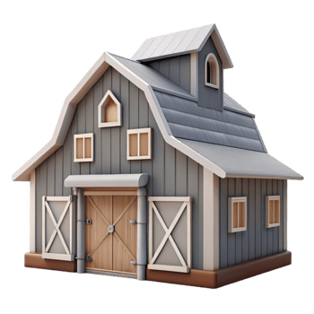 beautiful modern Modern Barn Exterior Grey and White Cutout Element premium png