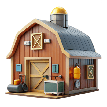 stunning rustic Modern Barn Interior with Cows Isolated detailed png