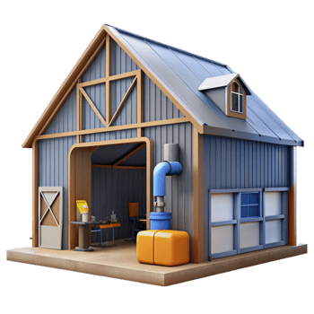 beautiful abstract Modern Barn Interior with Cows Isolated professional png