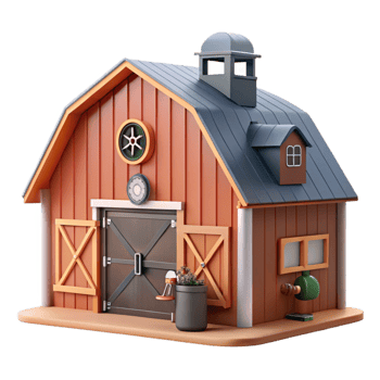 vibrant creative Modern Barn Interior with Cows Isolated premium png