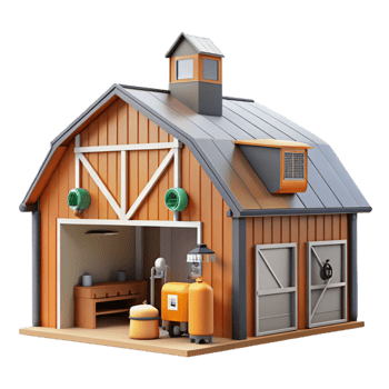 wonderful rustic Modern Barn Interior with Cows Isolated authentic png