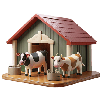 extraordinary contemporary Modern Barn Interior with Cows Isolated png