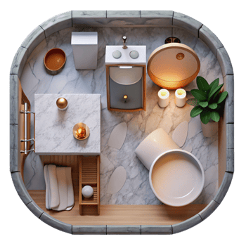 extraordinary vintage Modern Bathroom Interior Top View Cutout detailed png