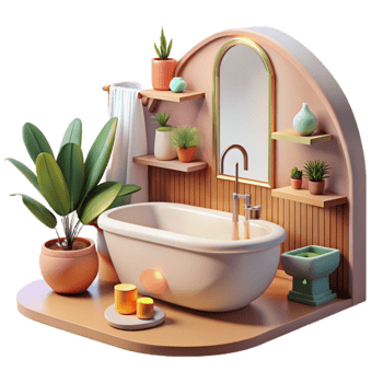 dramatic classic Modern Bathroom Interior with Bathtub Transparent genuine png