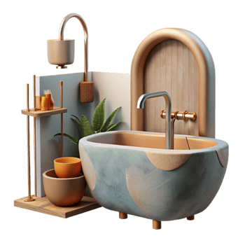 serene classic Modern Bathroom with Tub and Shower Isolated high quality png