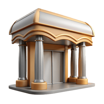 impressive artistic Modern Building Entrance Canopy Front View Isolated authentic png