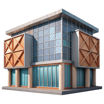 vibrant classic Modern Building Facade Geometric Pattern Cutout premium png