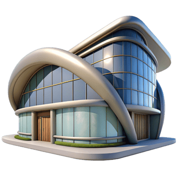 dramatic artistic Modern Building with Curved Facade Isolated original png