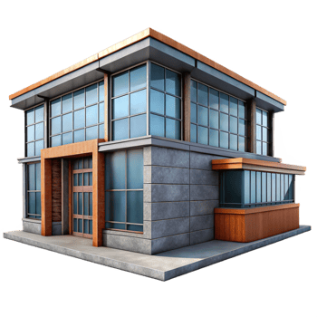 serene minimalist Modern Building with Large Windows high quality png