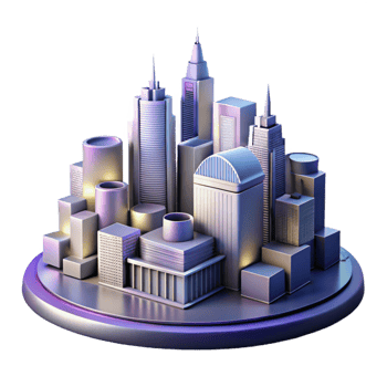 serene creative Modern Cityscape at Night Isolated Element png
