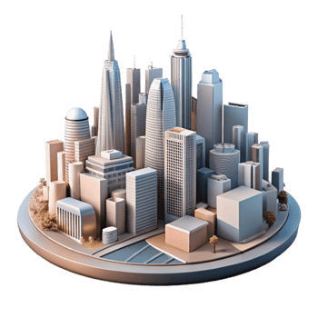 dramatic traditional Modern Cityscape Panorama Isolated png