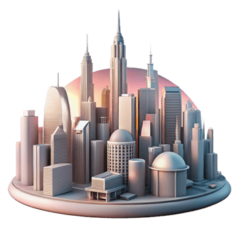 extraordinary creative Modern City Skyline at Night Transparent Background high quality png