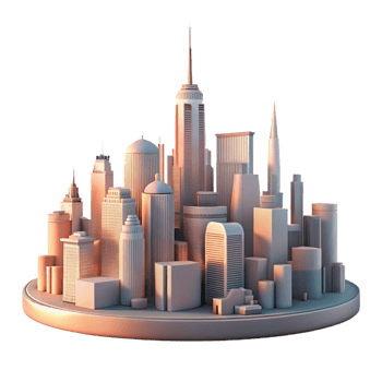 serene minimalist Modern City Skyline at Night Transparent Background original png