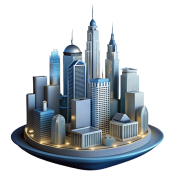 elegant contemporary Modern City Skyline at Night Transparent Background authentic png