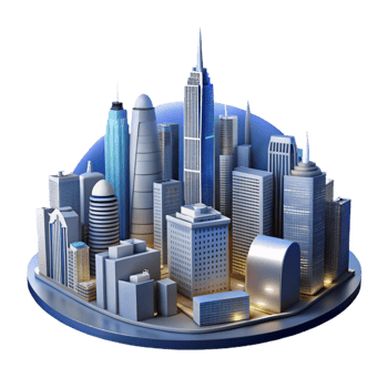 serene contemporary Modern City Skyline at Night Transparent Background exclusive png