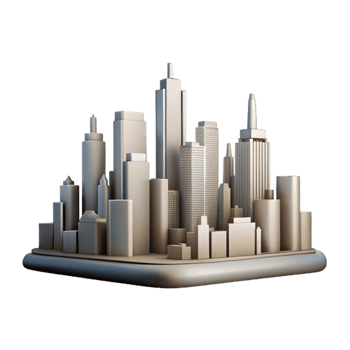 beautiful rustic Modern City Skyline Silhouette Isolated high resolution png