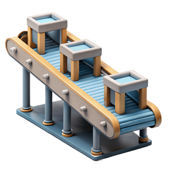 serene artistic Modern Conveyor Belt System Front View Cutout professional png